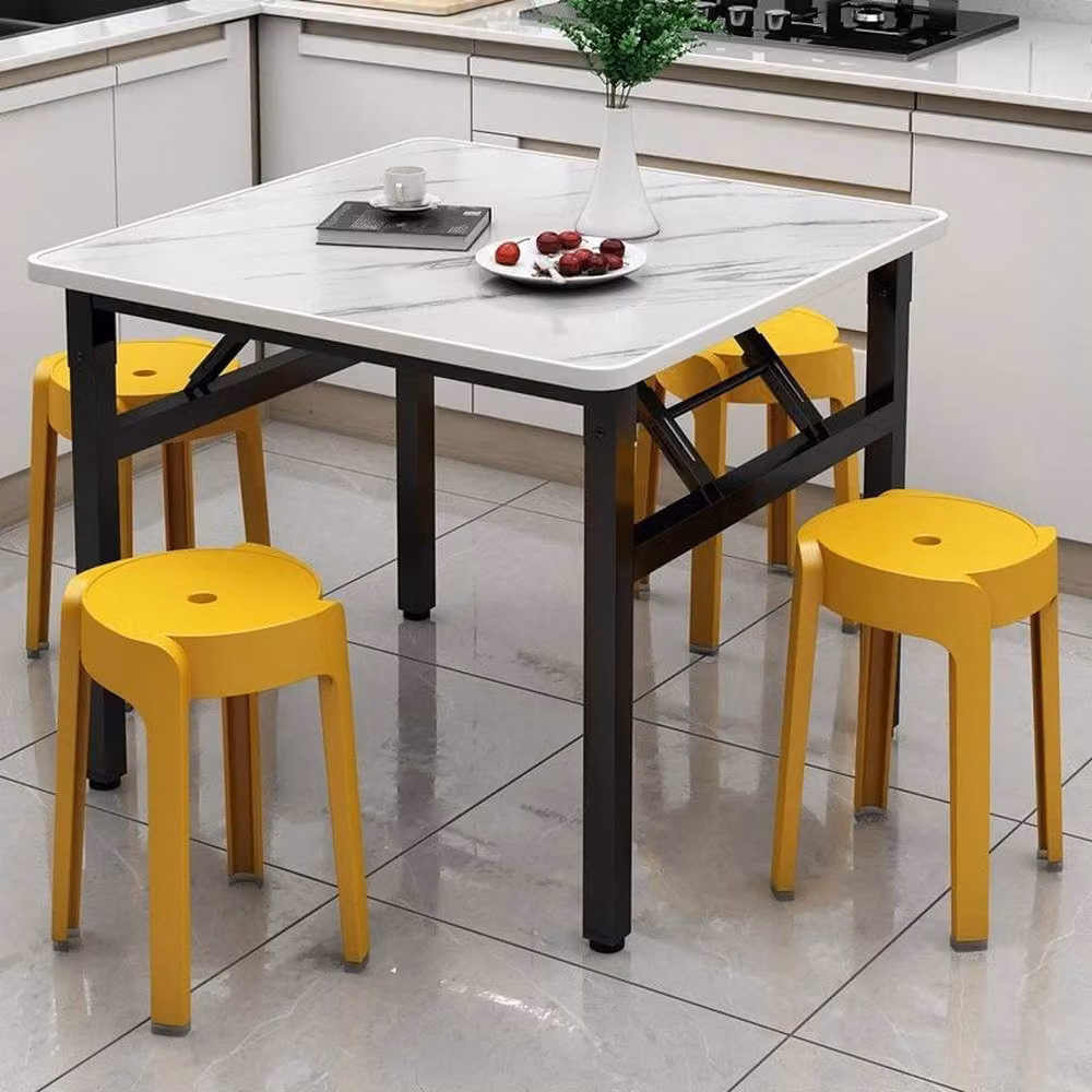Forgevio White Marble Effect Coffee Table with Folding Top, W/D/H: 80 x 80 x 50 cm – 2