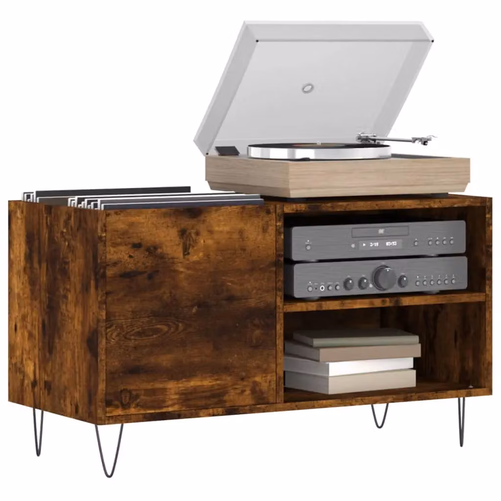 Berkfield Home Record Cabinet in Smoked Oak Brown, W/D/H: 85 x 38 x 48 cm – 3