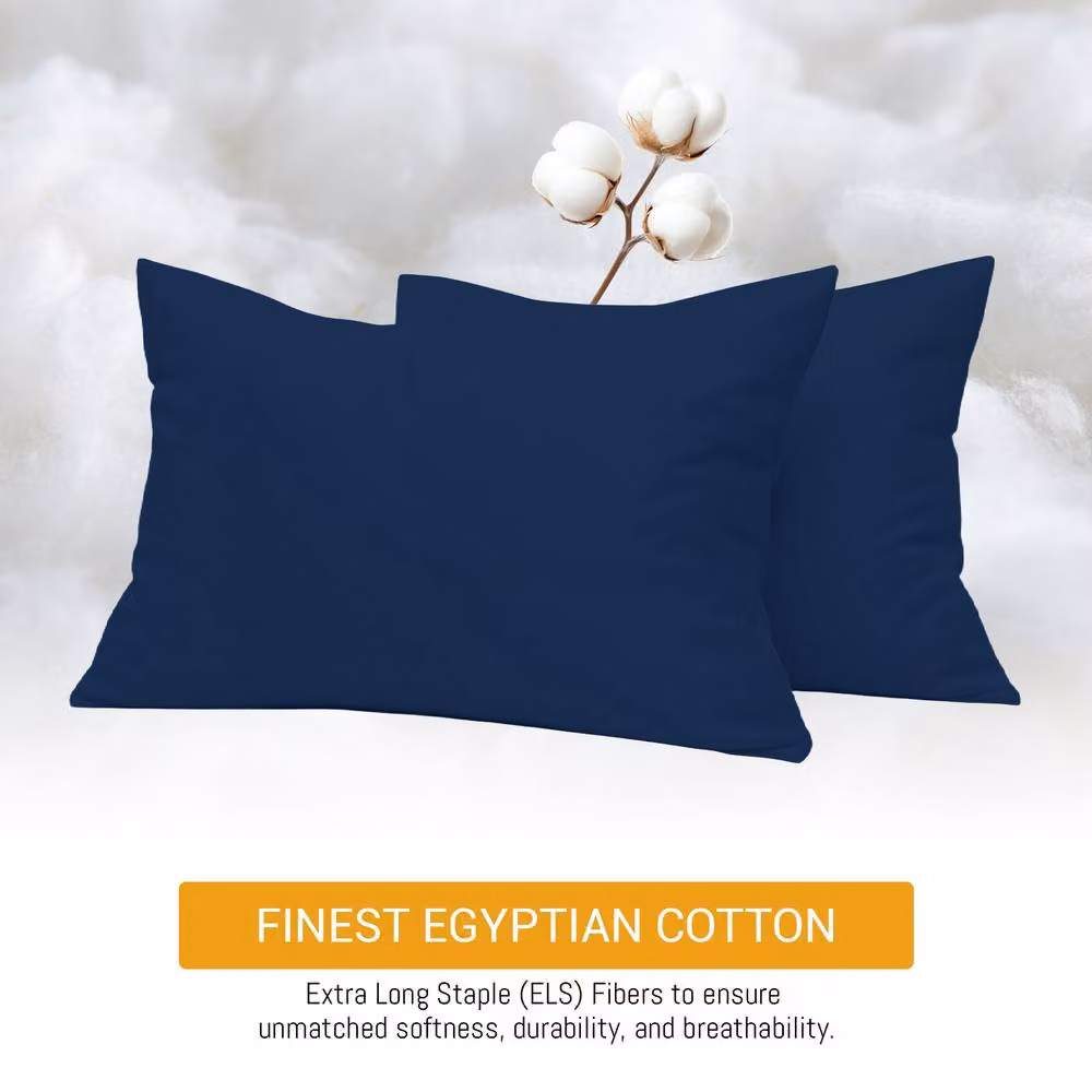 Pamposh Set of 4 Navy Blue 300 Thread Count Cotton Mako Satin Pillow Cases – 2