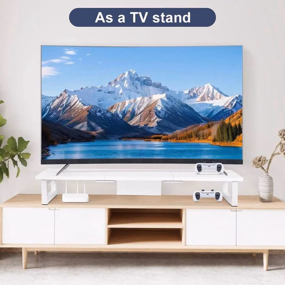 Kelvenix Dual Monitor Stand Riser, White, W: 90 cm, D: 26 cm – 3