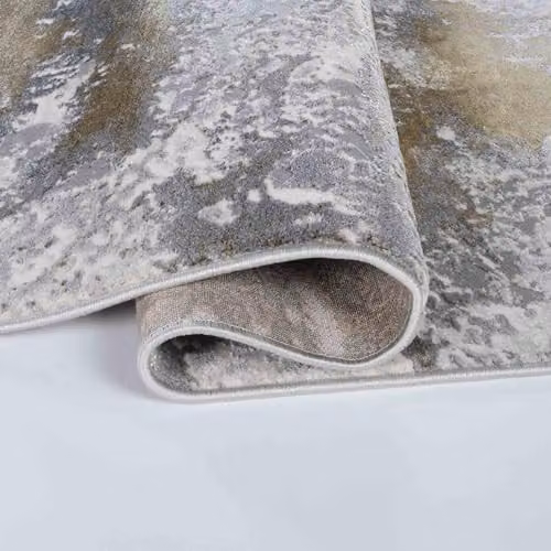 Serdim Rugs Emperor Abstract Modern Living Room Area Rug, Gold and Silver, W: 160 cm, D: 230 cm – 2