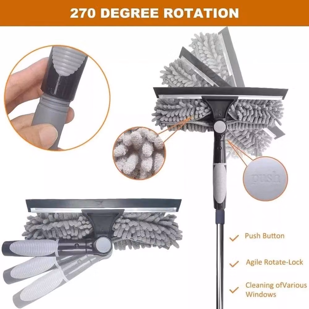 EONLION Telescopic Window Squeegee Cleaner with Scraper and Microfibre Head, Grey, Width: 100 cm – 3