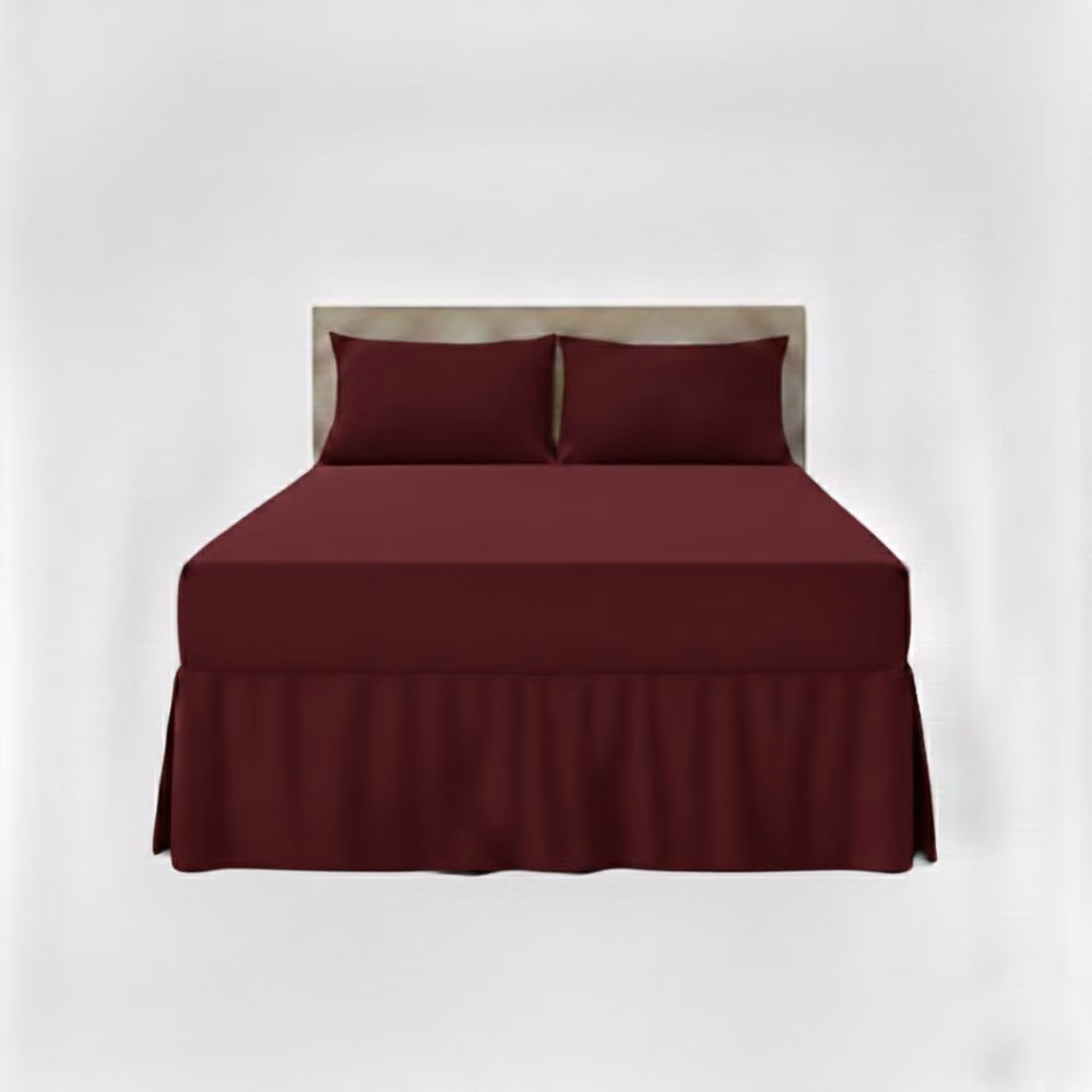 Snug City Super King Polycotton Fitted Valance Bed Sheet with Frill in Red, 200 x 200 cm – 2