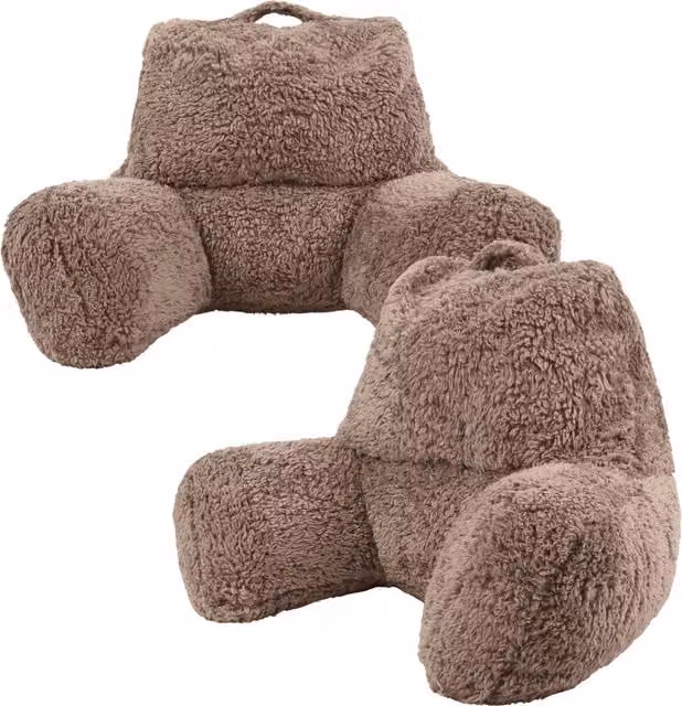 ICON Cuddle Cushion Set of 2, Round Berber Fleece, Brown