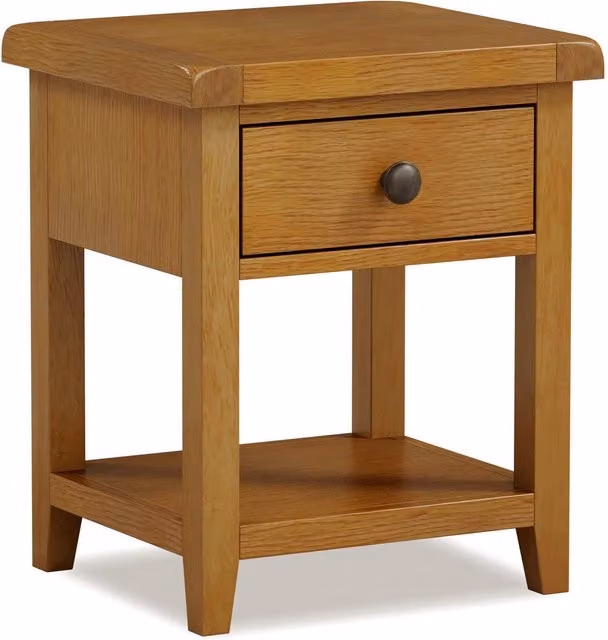 Rest Relax Elston Oak Lamp Table with Drawer in Brown – 1