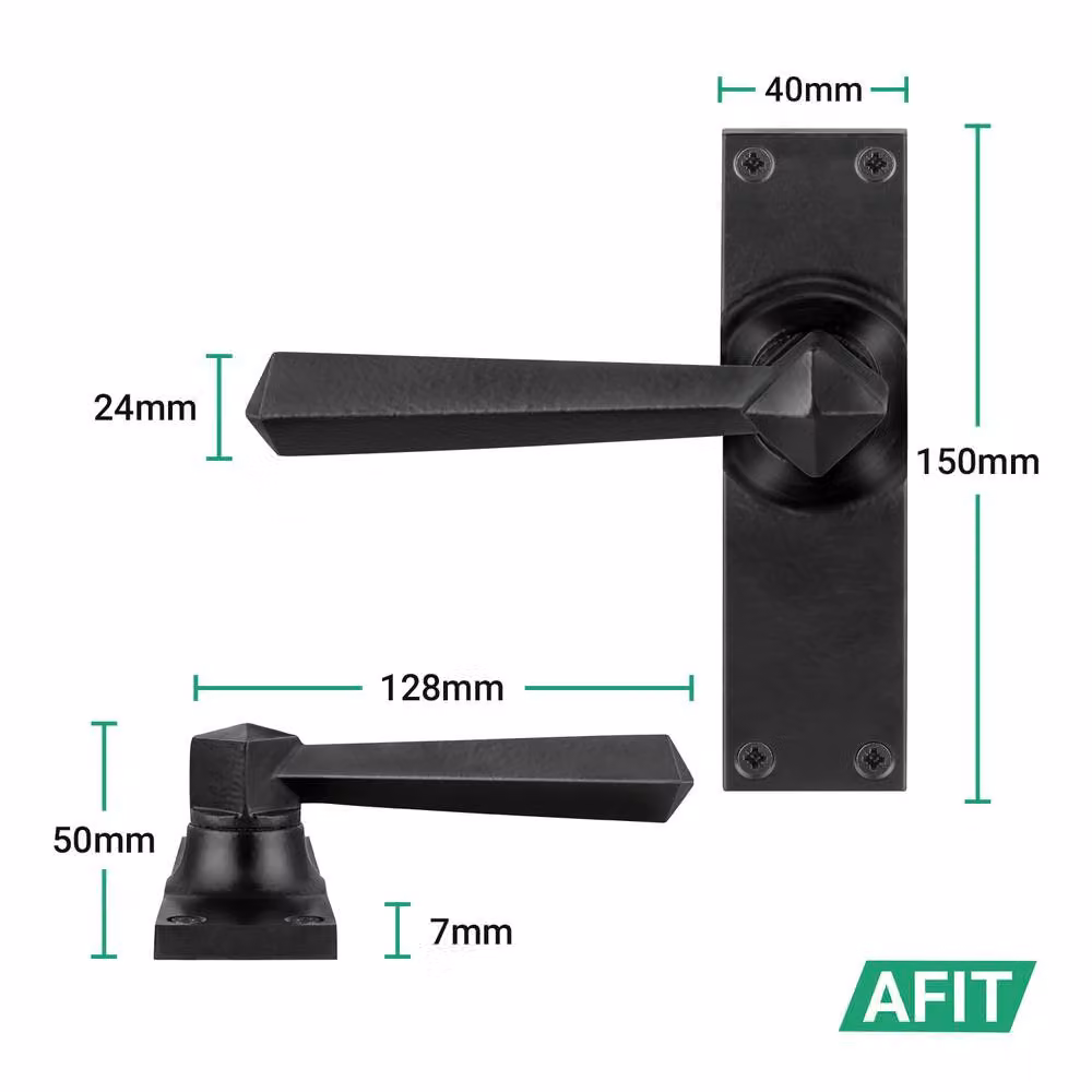 AFIT Black Antique Cast Iron Door Handles with Backplate Latch, 5 Pairs, W/D/H: 15.0 x 15.0 x 15.0 cm – 2