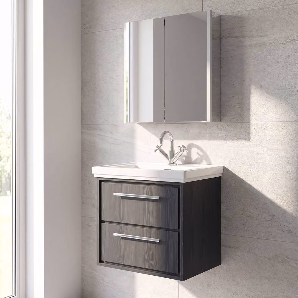 Balterley Longnor 2 Drawer Wall Hung Vanity Basin Unit, Grey, W: 60 cm – 3