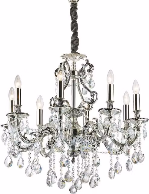 Ideal Lux Gioconda 8 Light Crystal Chandelier in Antique Silver Finish