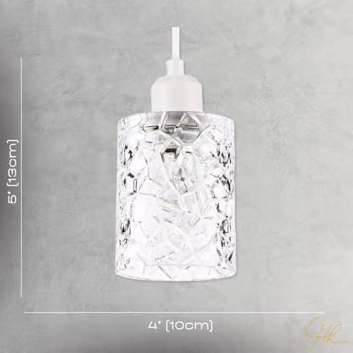 Happy Homewares Modern Cylindrical Glass Pendant Light Shade in Transparent, H 13 cm x W 10 cm – 3