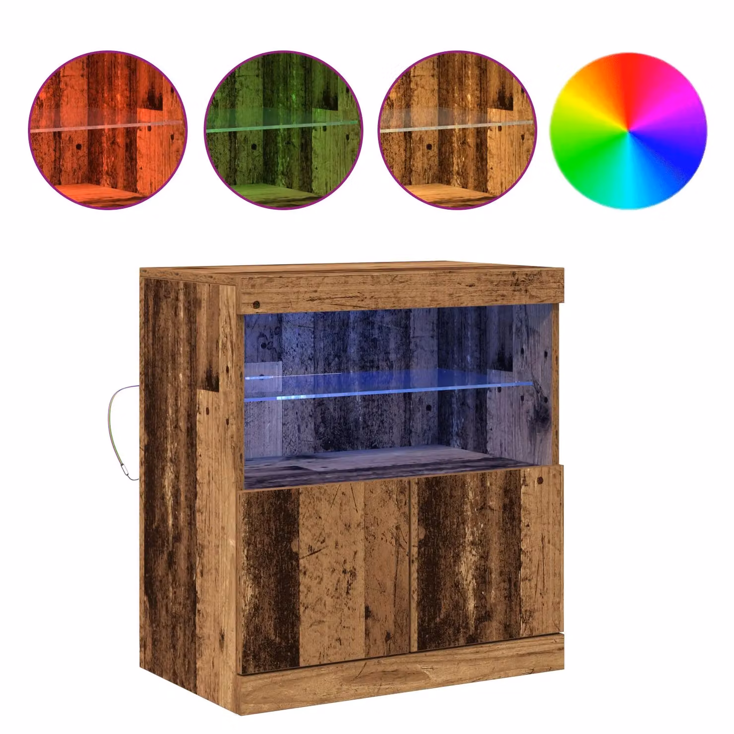 Berkfield Home Rustic Wood Sideboard with Integrated LED Lights, Brown, W/D/H: 60 x 37 x 67 cm – 3