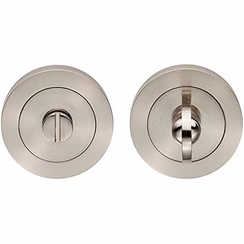 Loops Thumbturn Lock and Release Handle with 50mm Diameter Round Rose in Satin Nickel Silver