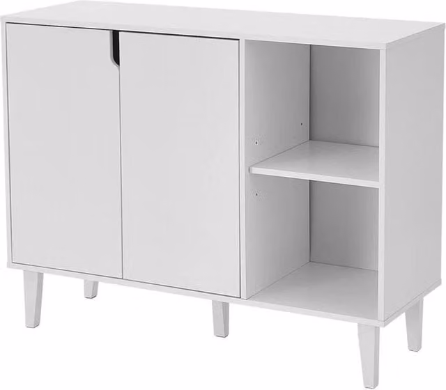 Hinsinc White Wood Modern Sideboard Storage Cabinet
