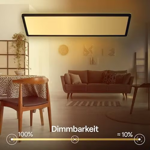 B.K.Licht Black Slim LED Ceiling Panel with Remote Control, Dimmable CCT, IP44, W/D/H: 58 x 20 x 3 cm – 9