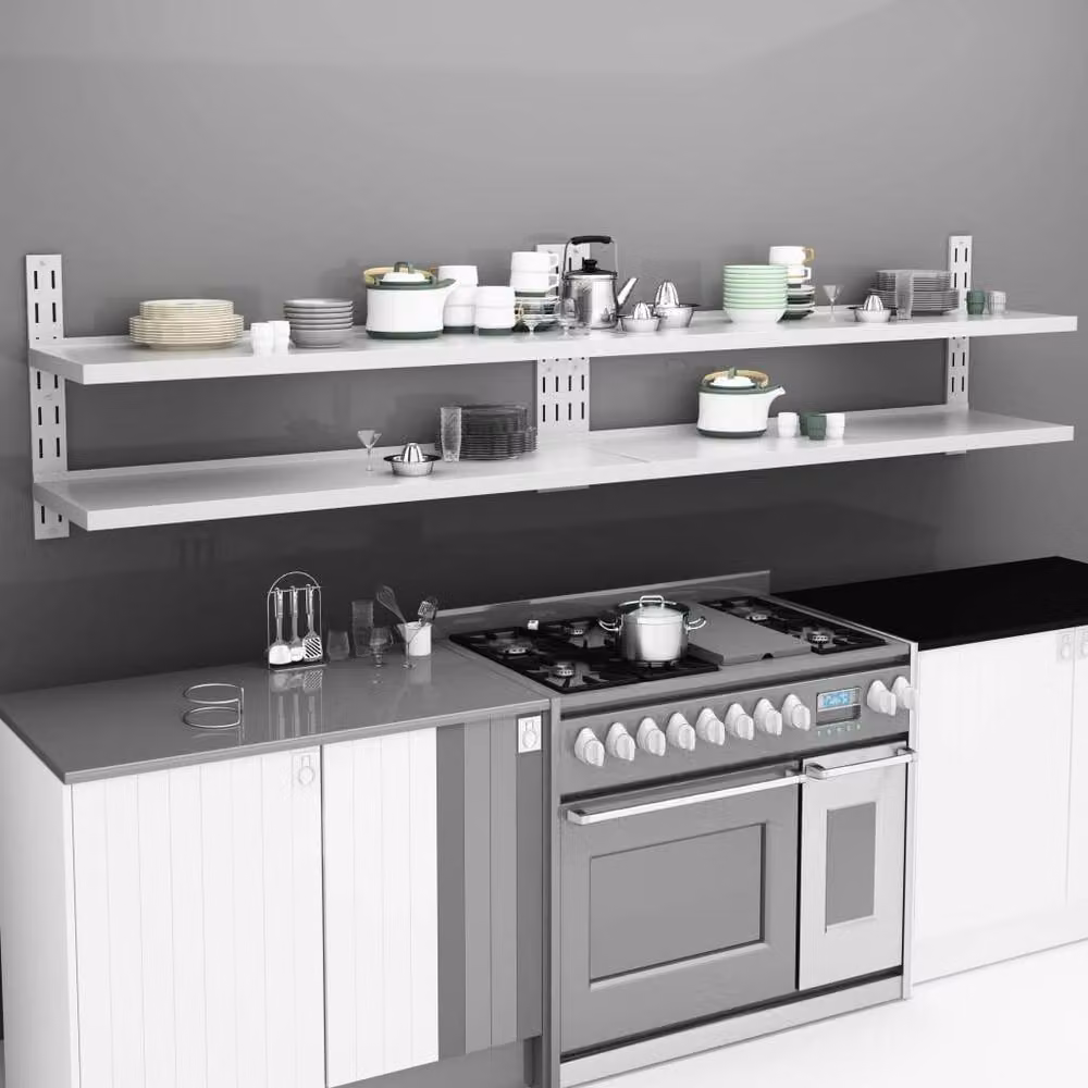 Berkfield Home 2-Tier Floating Wall Shelves, 2 Piece Grey Stainless Steel Set, W: 30 cm, D: 30 cm, H: 30 cm – 2