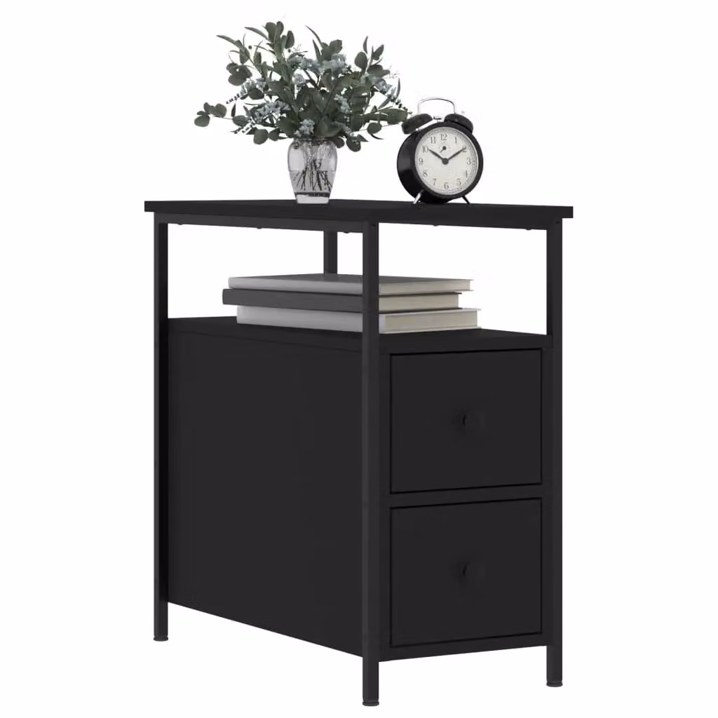Berkfield Home Set of 2 Black Modern Bedside Cabinets, W/D/H: 30 x 60 x 60 cm – 3