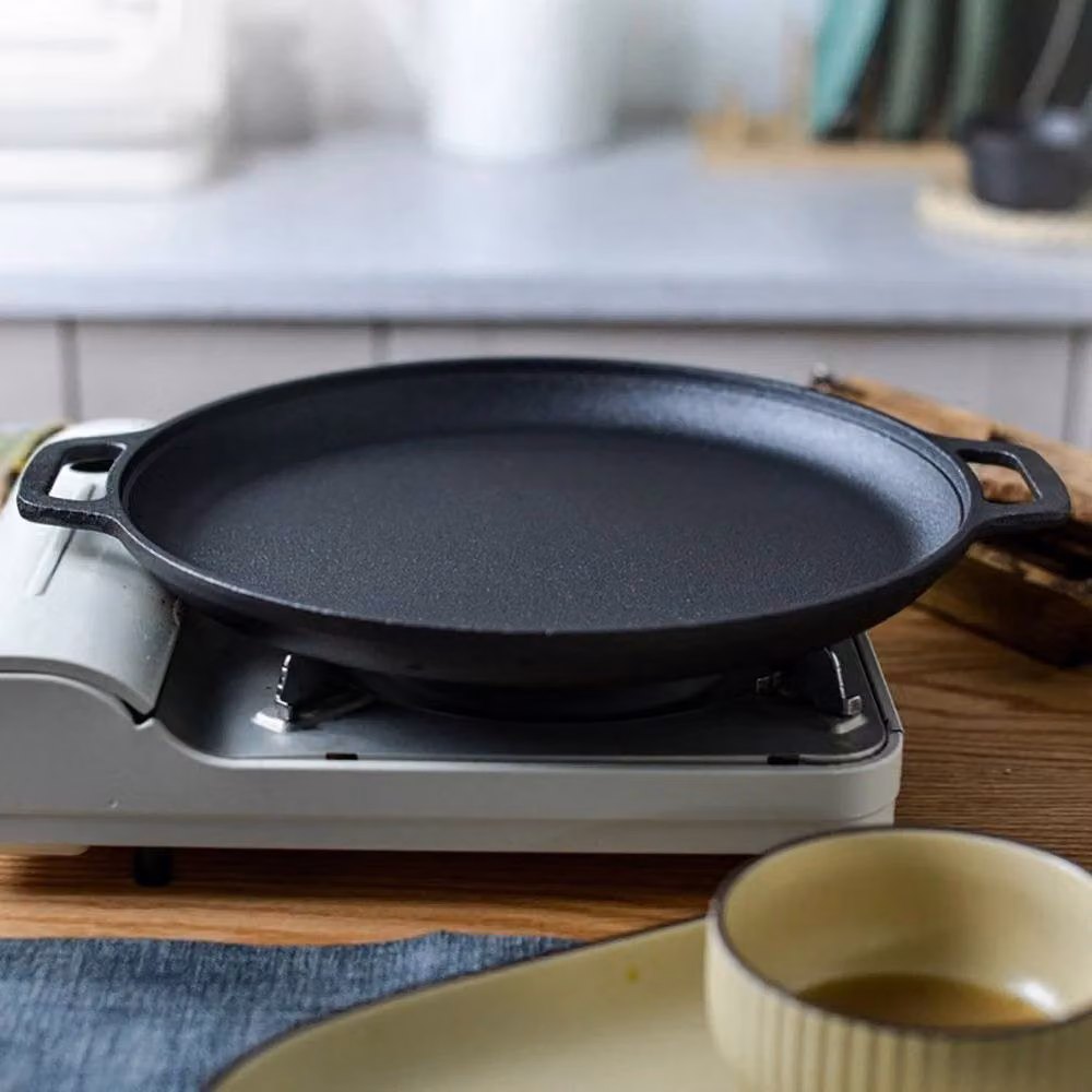 FLAVORA Black Uncoated Cast Iron Frying Pan, 33 cm – 3