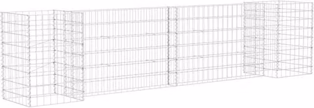 Berkfield Home H-Shaped Steel Wire Gabion Planter and Raised Bed in Silver, W/D/H: 260 x 40 x 60 cm