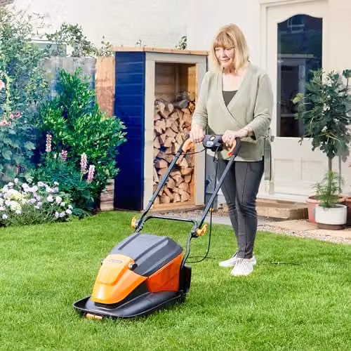 LawnMaster 1700W 33cm Corded Hover Mower in Orange with Grass Collection Bag – 2