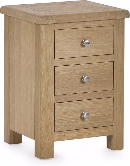 Julian Bowen Memphis 3 Drawer Bedside Table in Limed Oak