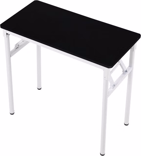 Livingandhome Modern Folding Computer Desk in Black with MDF Laminate Top and Metal Legs