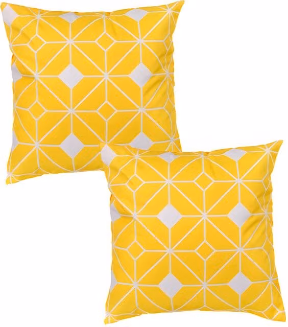 Gardenista Tangiers Yellow Water Resistant Outdoor Printed Square Scatter Cushion, Set of 2