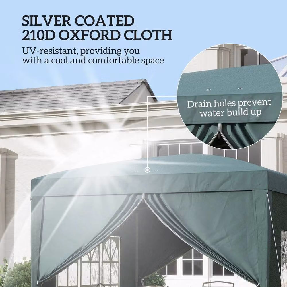 NESTLUNE Outsunny Pop Up Gazebo Canopy in Green – 2