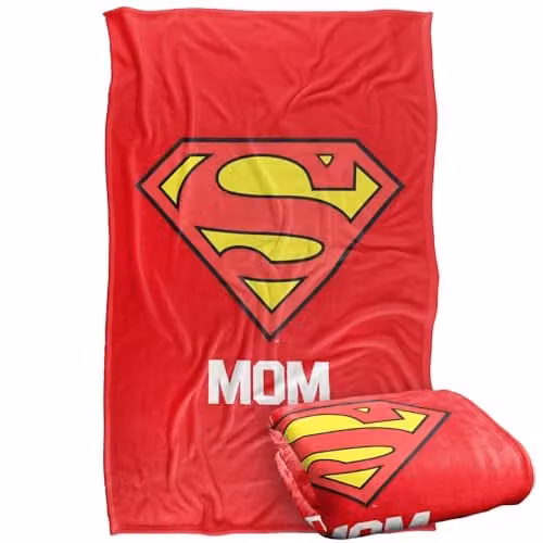 Warner Bros. Superman Super Mom Mother's Day Silky Touch Super Soft Fleece Throw Blanket, Multicolour, W: 91.44 cm, D: 147 cm – 1