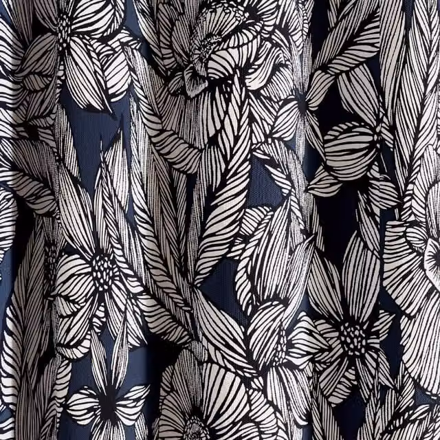 Ted Baker Vietnm Floral Lined Eyelet Curtains in Blue and Silver, W: 228.6 cm, H: 228.6 cm – 1