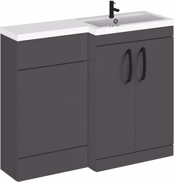 Balterley Gloss Grey Right-Hand Vanity and WC Unit Combination