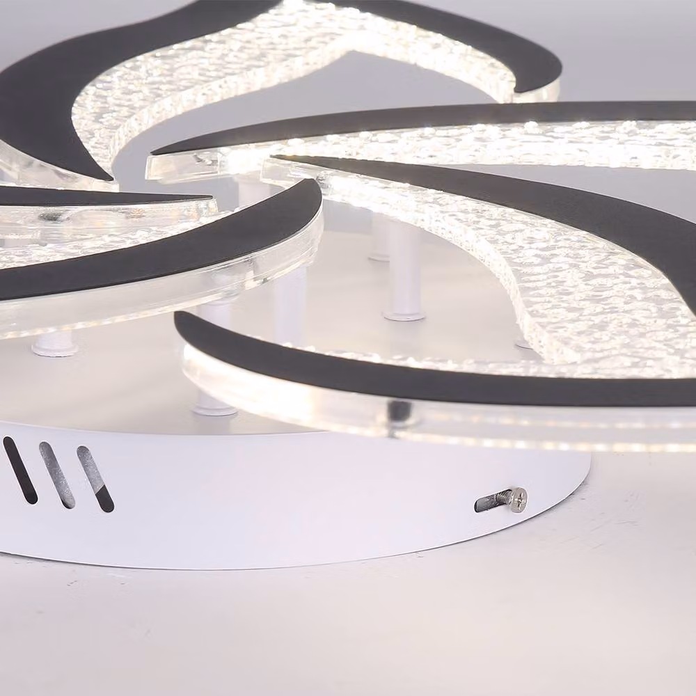 NIVOR 5-Leaf Dimmable LED Ceiling Light with Remote Control, Black Acrylic Flush Mount Lamp – 5