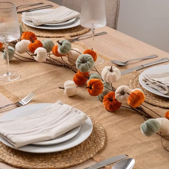 Scottish Everlastings Ltd 150cm Velvet Pumpkin Garland in Orange and Multicolour – 1
