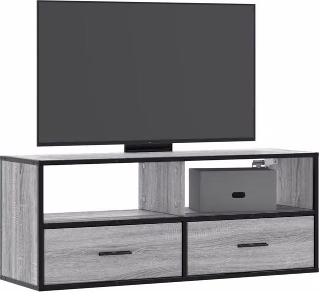 Berkfield Home Industrial TV Cabinet in Grey Sonoma, W/D/H: 100 x 31 x 39.5 cm – 1