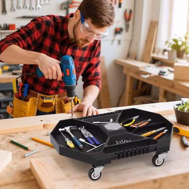 Costway Rollable Tool Creeper Rolling Tool Tray - Black