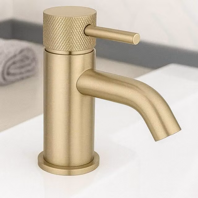 Bathroom Kingdom Redondo Single Lever Round Basin Mixer Tap in Brushed Brass Gold