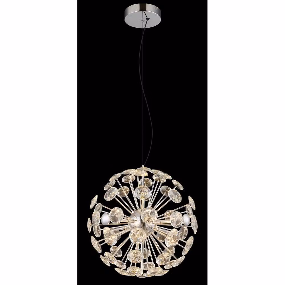 Netlighting Virina LED Pendant Light in Chrome and Grey with Crystal Details, Height: 150 cm – 4