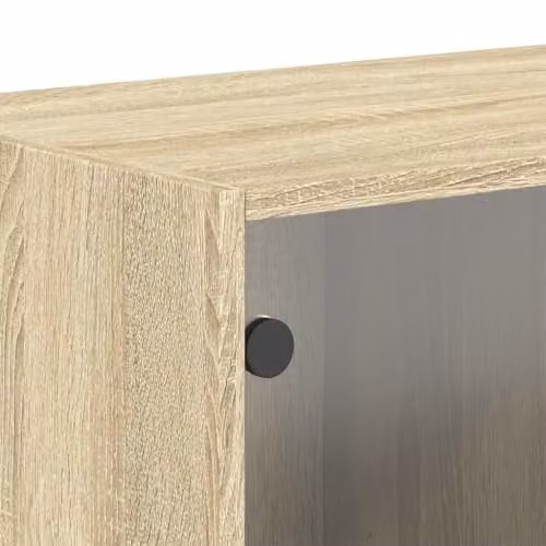 vidaXL Sonoma Oak Wall Cabinets with Glass Doors, Brown Modern Wall-Mounted Storage Units, W/D/H: 68.5 x 37 x 35 cm – 4