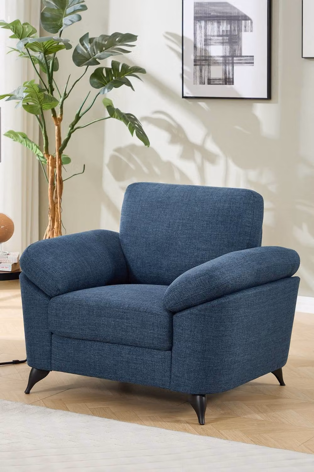 More4Homes Malmo Scandi Style Blue Fabric 1+3 Seater Sofa Set with Armchairs – 3