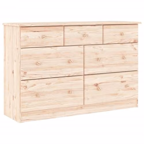 vidaXL ALTA Chest of Drawers in Natural Brown Solid Pine Wood, W/D/H: 112 x 35 x 73 cm – 1