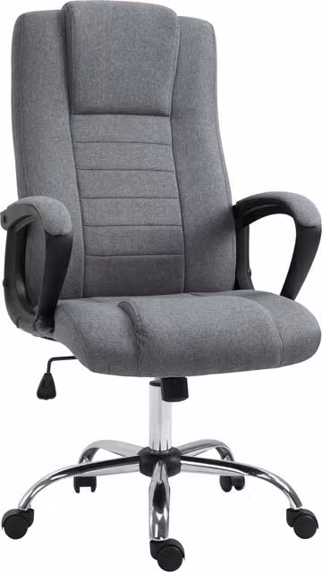 Vinsetto High Back Swivel Office Chair in Grey Linen Fabric with Adjustable Height and Tilt Function – 1