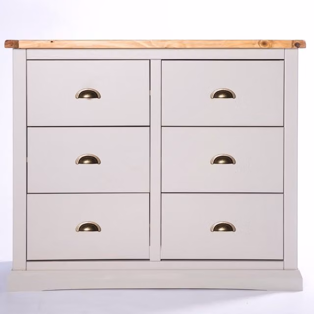 Cabinet Bits Loreo 6 Drawer Chest of Drawers in Light Grey with Gold Handles