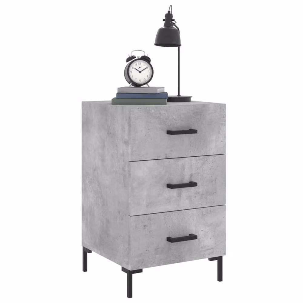 Berkfield Home Modern Bedside Cabinet in Concrete Grey, W/D/H: 40 x 40 x 66 cm – 2