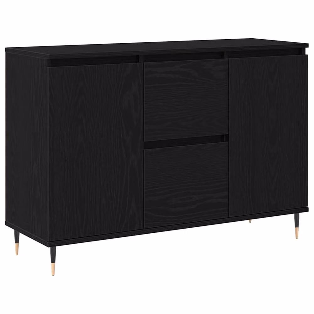 Berkfield Home Black Oak Sideboard with Doors and Drawers, W/D/H: 70 x 5 x 35 cm – 3