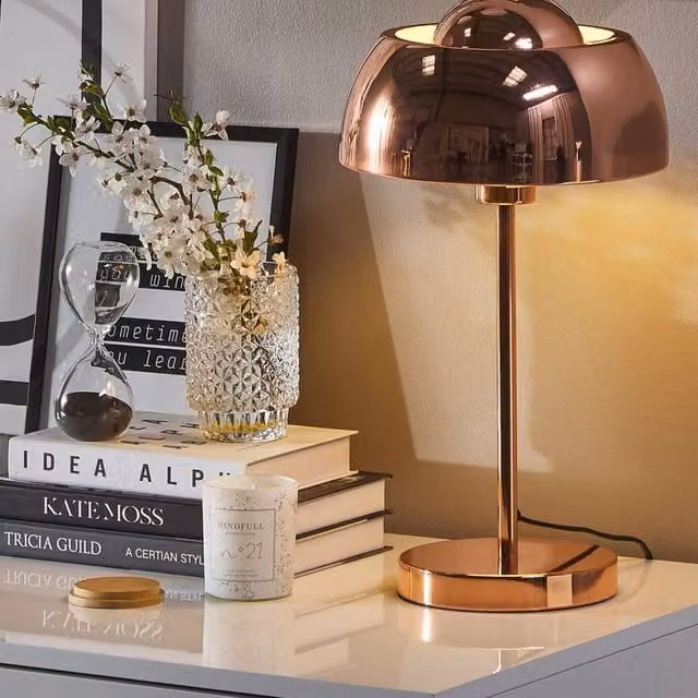 Wyld and Coco Industrial Copper Dome Metal Table Lamp