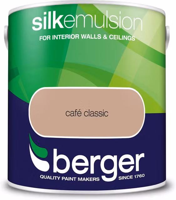 Berger Silk Emulsion Dispersion in Cafe Classic Brown and Beige with a Satin Gloss Finish