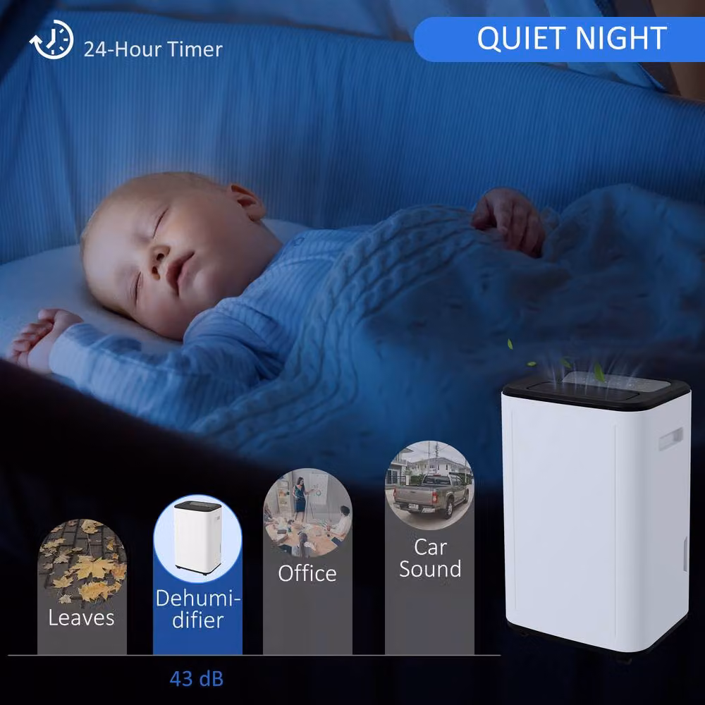 Rolipo Portable Dehumidifier with 24H Timer and 6000mL Tank, White – 5