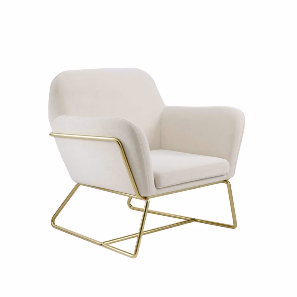 Wyld Haus Marselle Tub Armchair in Beige Velvet with Gold Metal Legs, W/D/H: 75.5 x 67.5 x 76.5 cm – 2