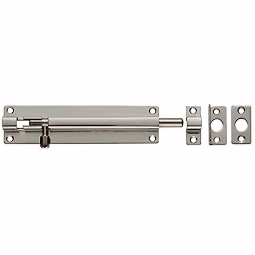 Loops Straight Barrel Surface Mounted Door Bolt Lock in Silver Stainless Steel – 1