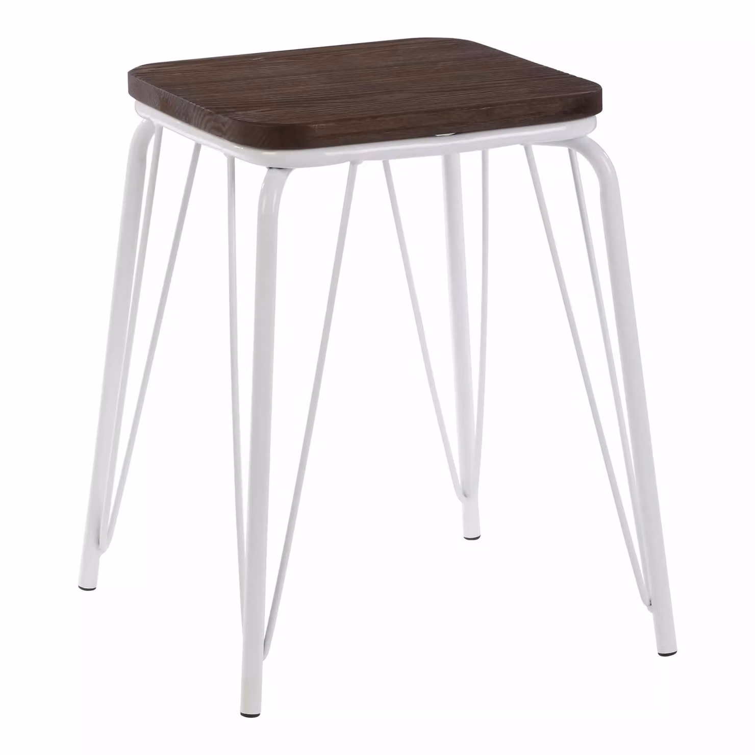 Orsina White Metal and Wood Small Square Accent Stool – 2