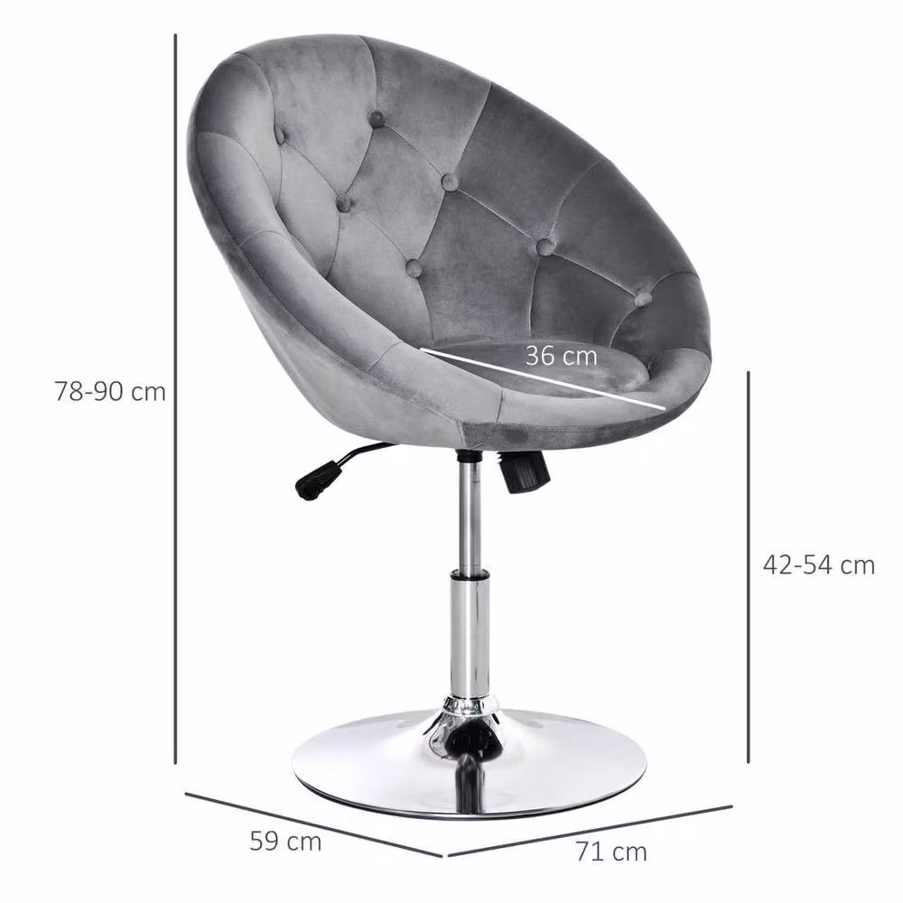 EONLION Grey Velvet Swivel Bar Stool with Adjustable Height and Metal Frame, Height: 100 cm – 2