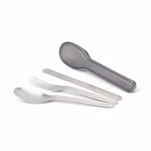 Black+Blum 3 Piece Stainless Steel Nesting Cutlery Set with Case, Silver